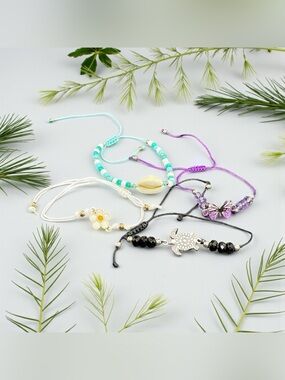 💜💙Set of 4 Adjustable Cord Charm Bracelets/NWOT💜💙